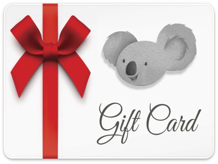 gift card image with sound souvenir koala mascot face and a wrap paper