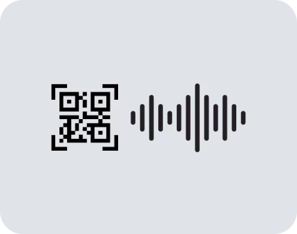 the image of our digital QR code product, a QR code and a Wave