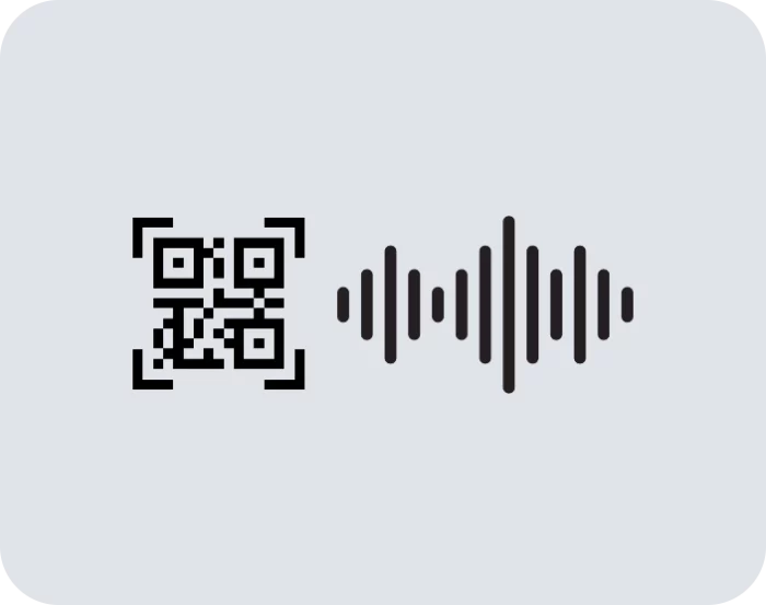 the image of our digital QR code product, a QR code and a Wave