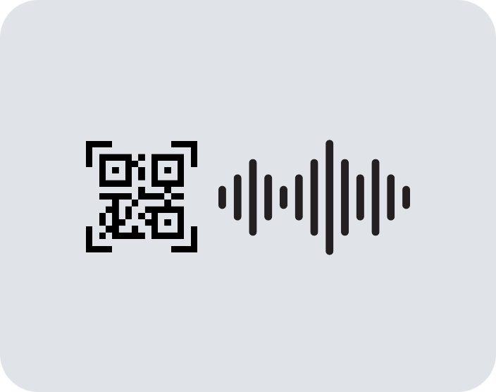 the image of our digital QR code product, a QR code and a Wave